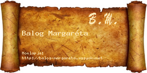 Balog Margaréta névjegykártya
